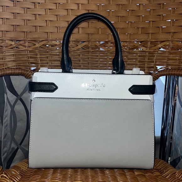 ♠️ kate spade Staci Saffiano Colorblock Medium Satchel Crossbody Bag, Gray Multi - Picture 8 of 16